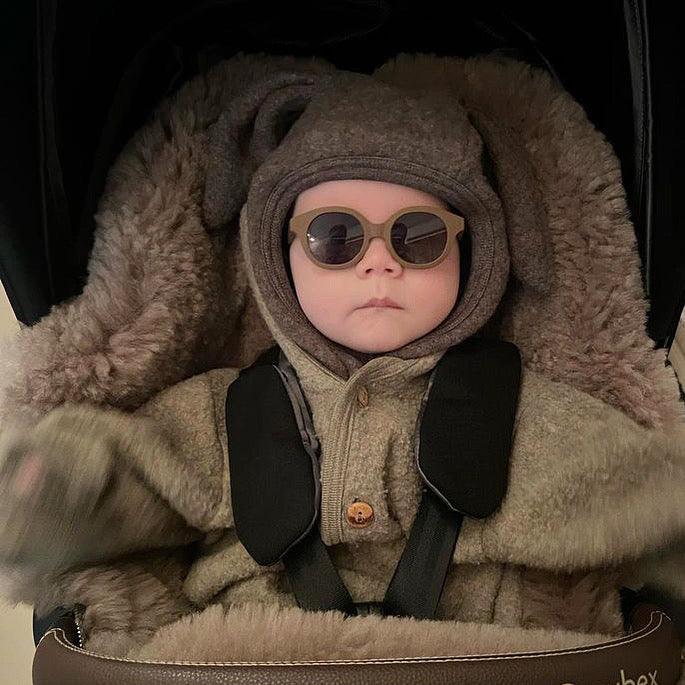 Black Natural Sheepskin Stroller Sleeping Bag - MellowConceptStore