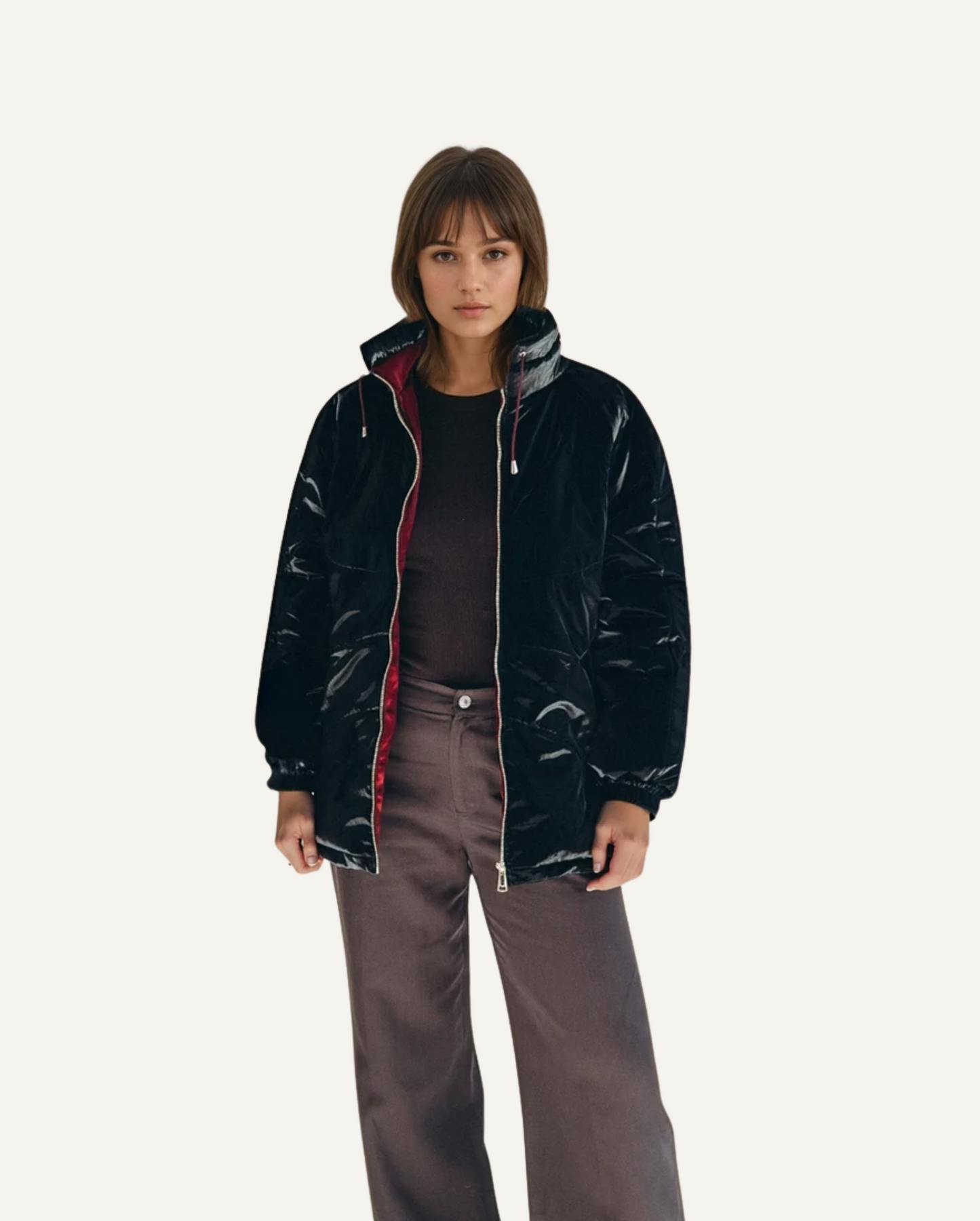 Women's Wool Puff Jacket - Black