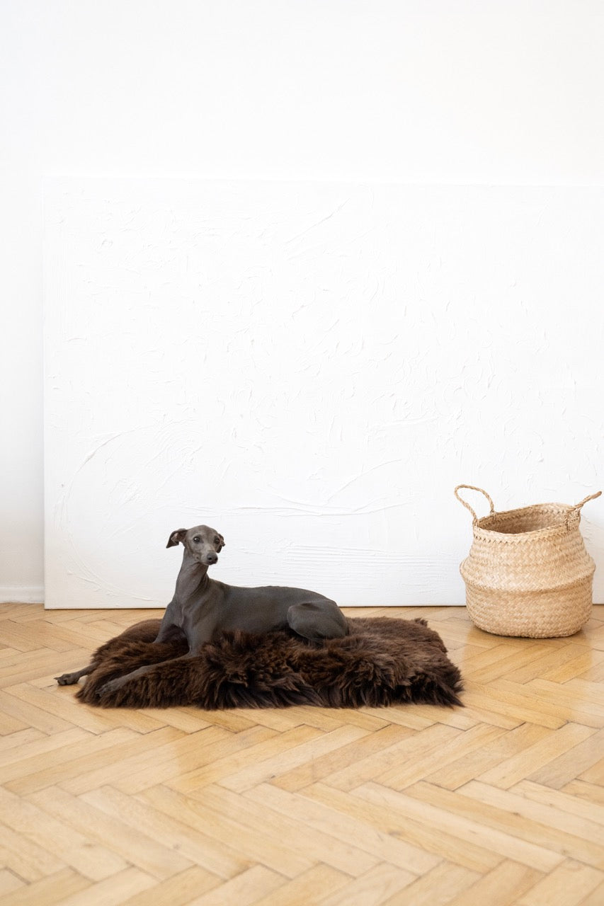Square or Rectangular Natural Brown Sheepskin Pet Mat 
