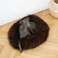 Round Natural Sheepskin Pet Bed Brown