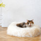 Round Natural Sheepskin White Pet Bed 