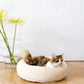 Round Natural White Wool Pet Bed  