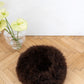 Round Natural Sheepskin Pet Bed Brown