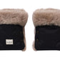 Waterproof Natural Sheepskin Stroller Hand Muffs Black&Beige