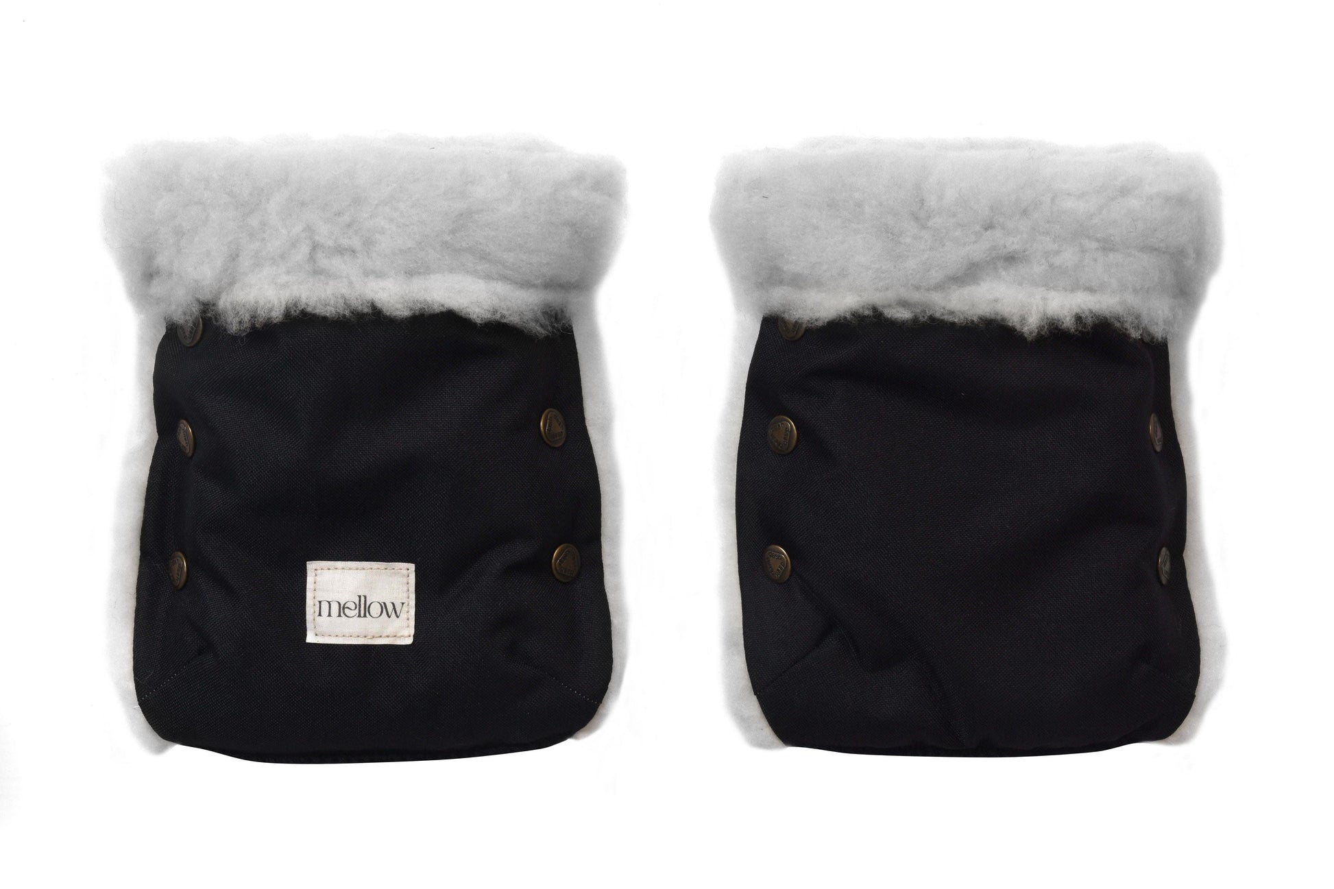 Waterproof Natural Wool Stroller Hand Muffs - Black&Grey - MellowConceptStore