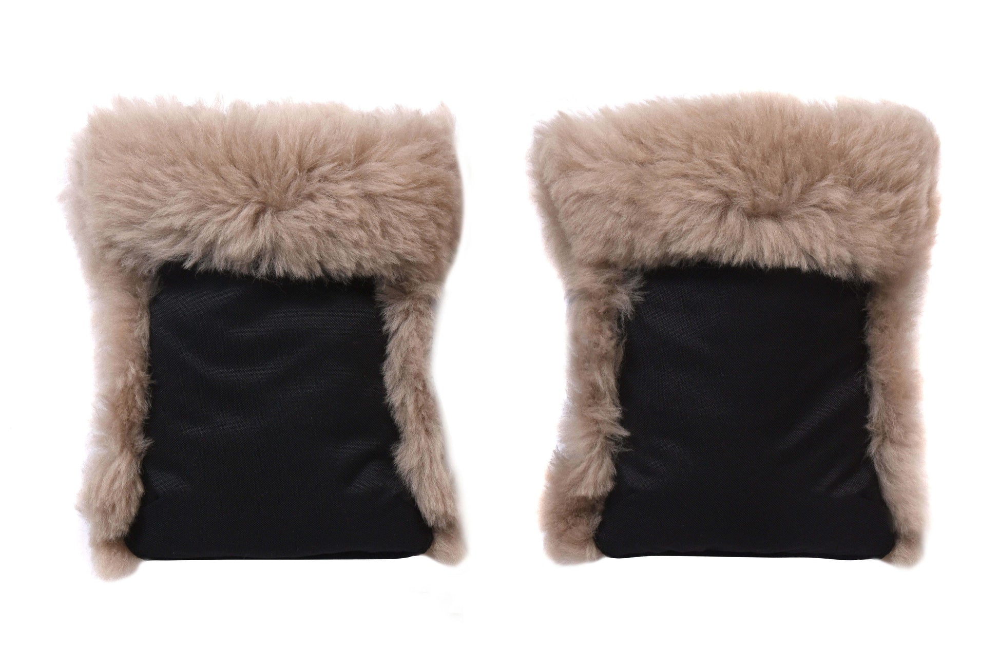 Waterproof Natural Sheepskin Stroller Hand Muffs Black&Beige