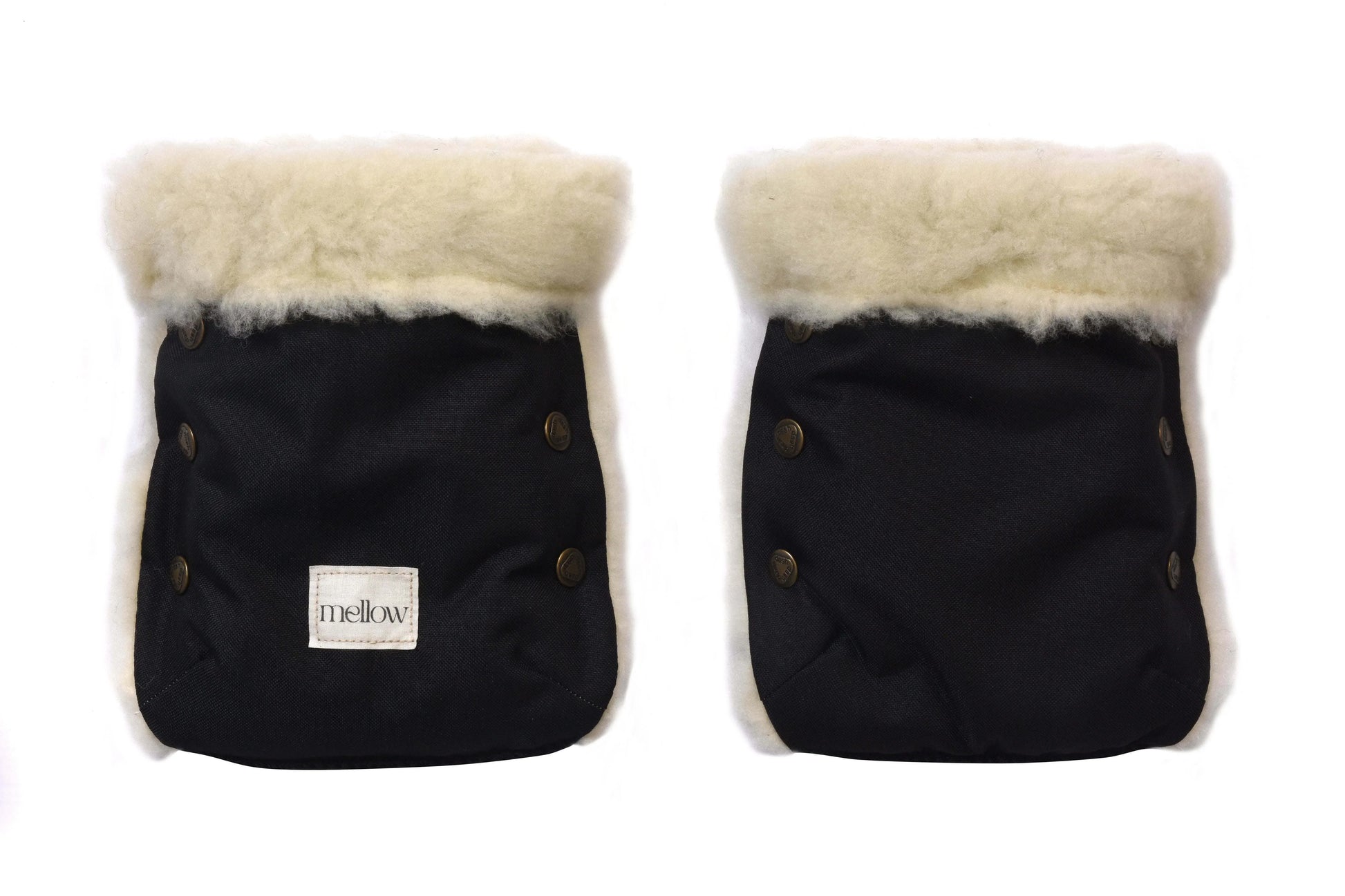 Waterproof Natural Wool Stroller Hand Muffs - Black&White - MellowConceptStore