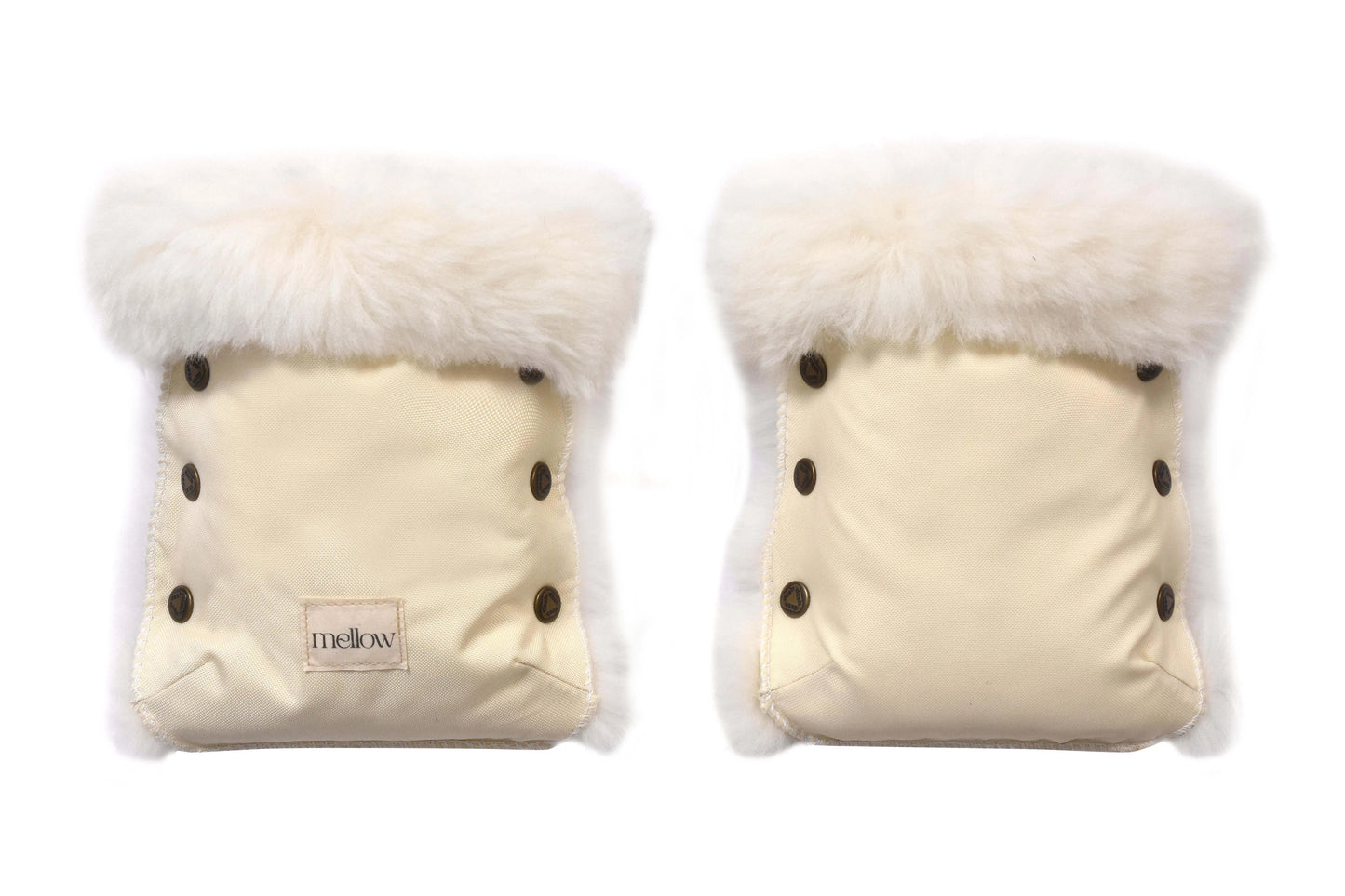 Waterproof Natural Sheepskin Stroller Hand Muffs - White - MellowConceptStore