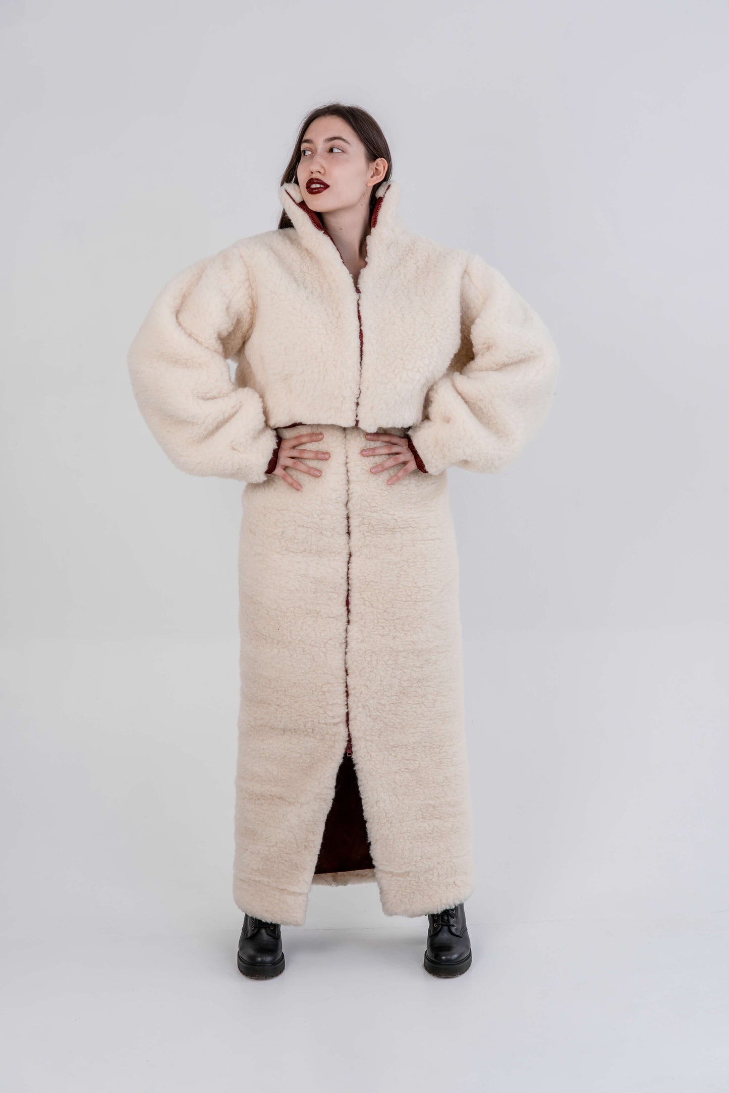 Woolen Women's Long White Skirt