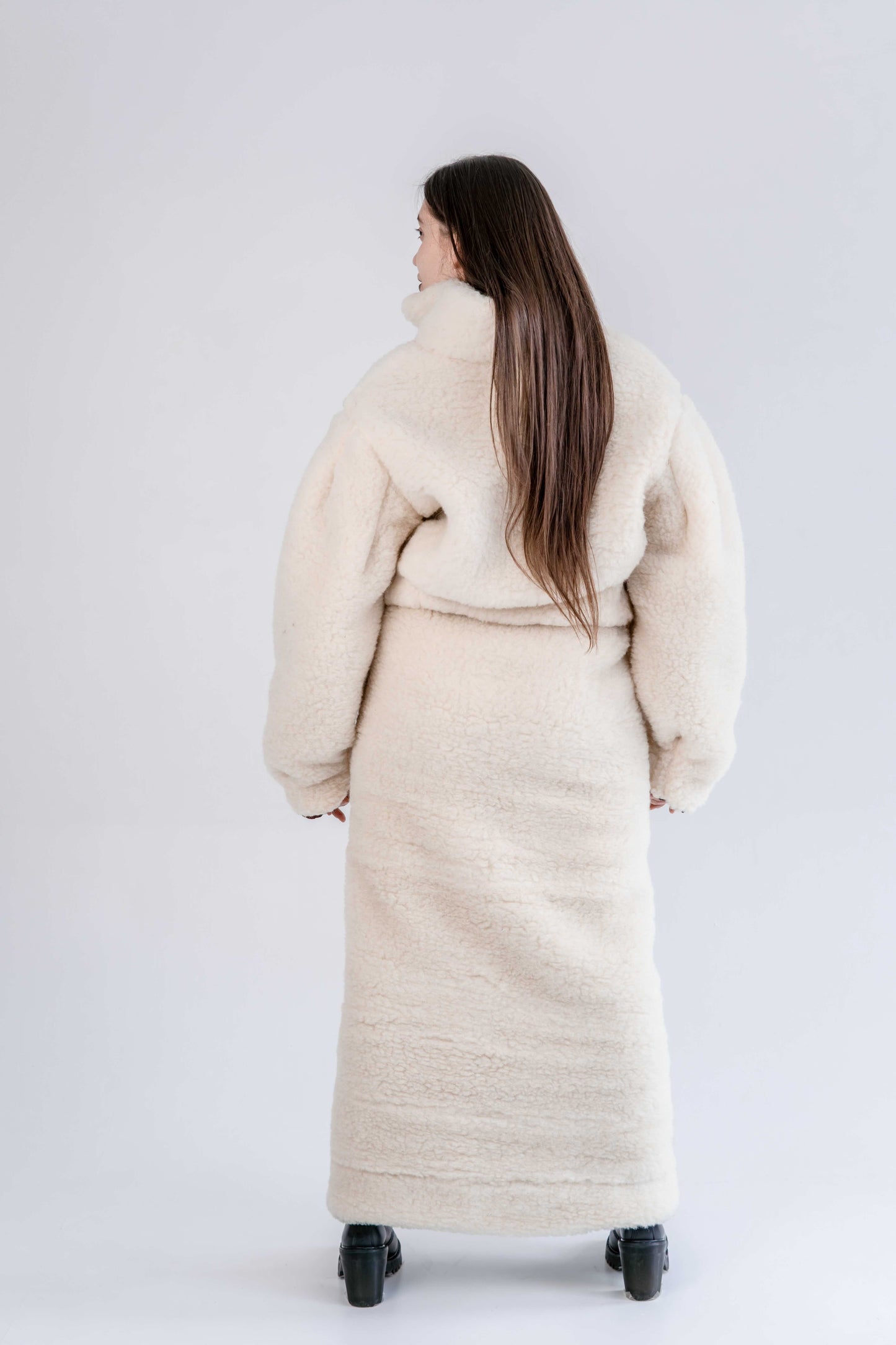 Woolen Women's Long White Skirt