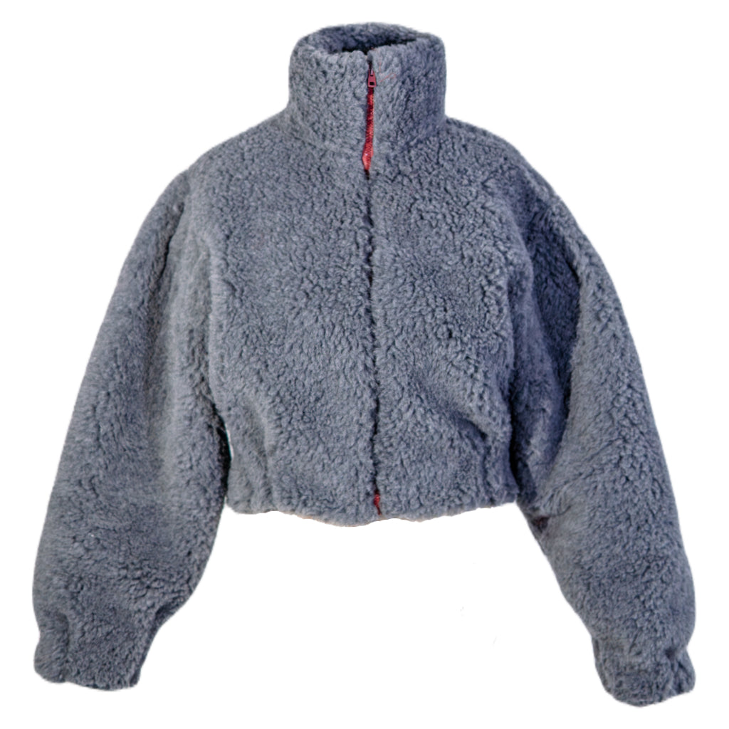 Woolen Women's Short Jacket Dark Grey