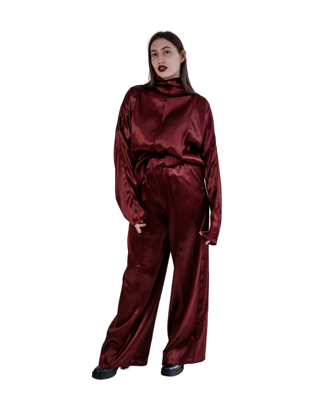 Silk/Cotton Clothing Set - Burgundy