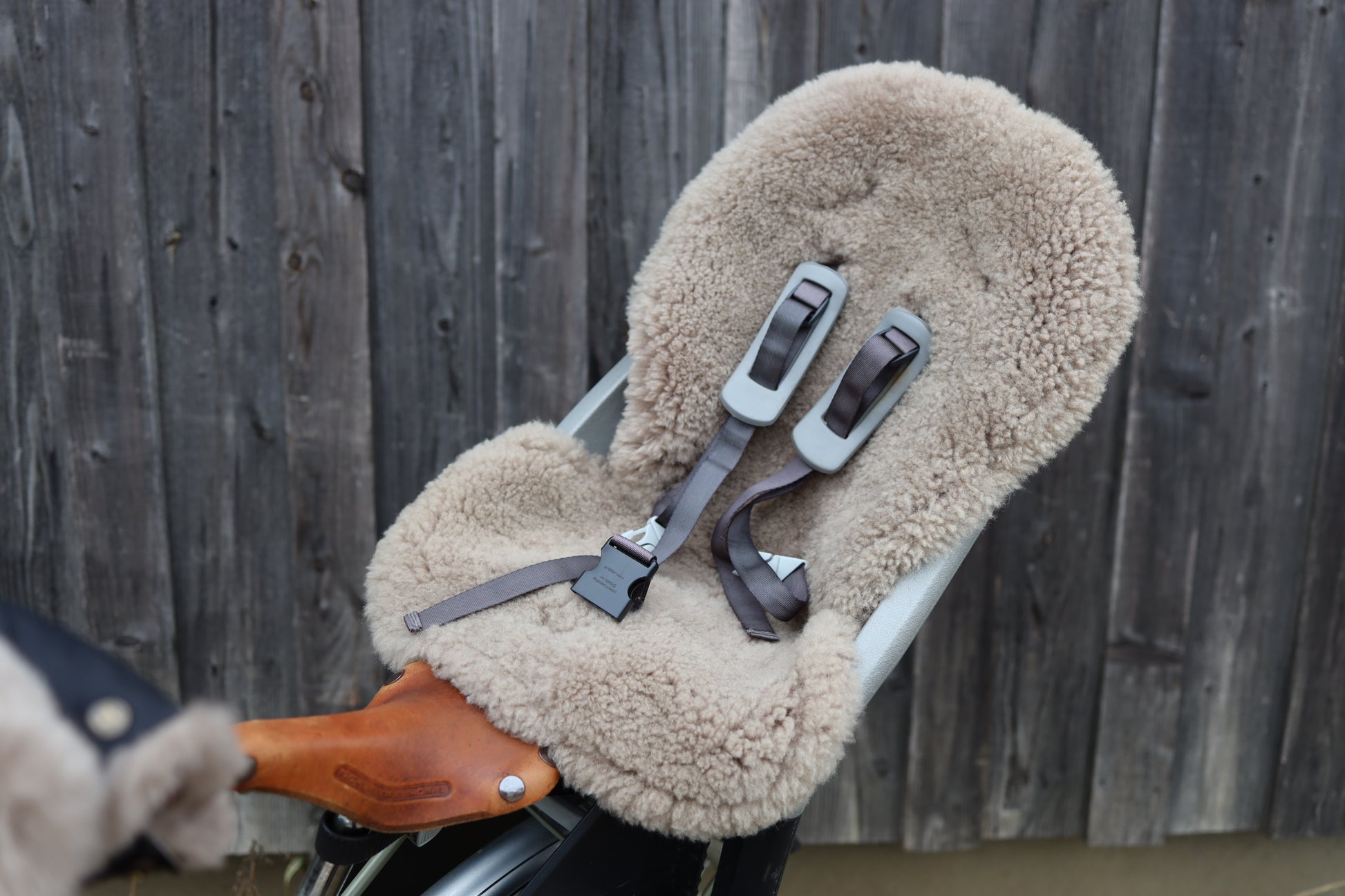 Greige Natural Sheepskin Stroller Liner