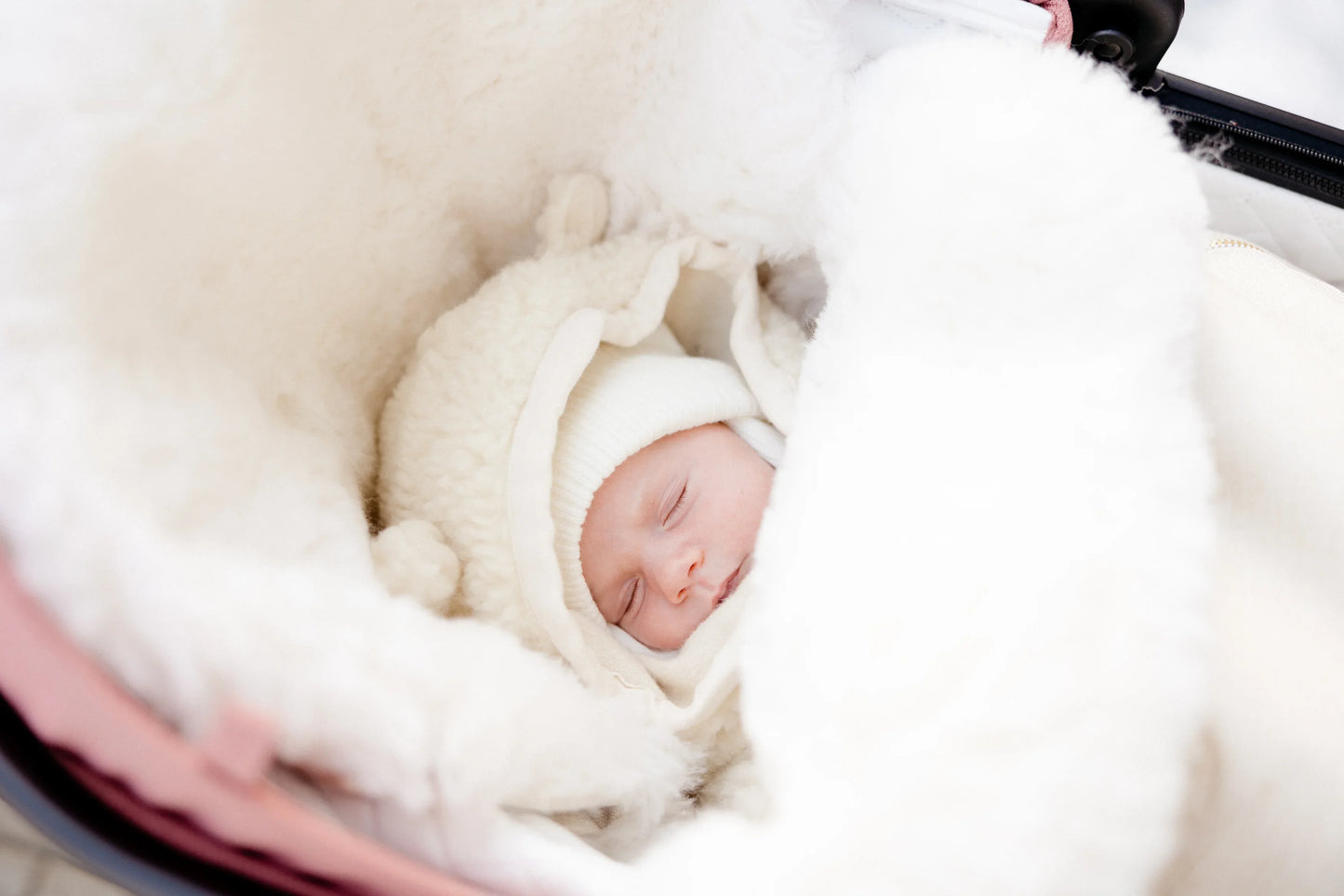 White Natural Sheepskin Stroller Sleeping Bag - MellowConceptStore