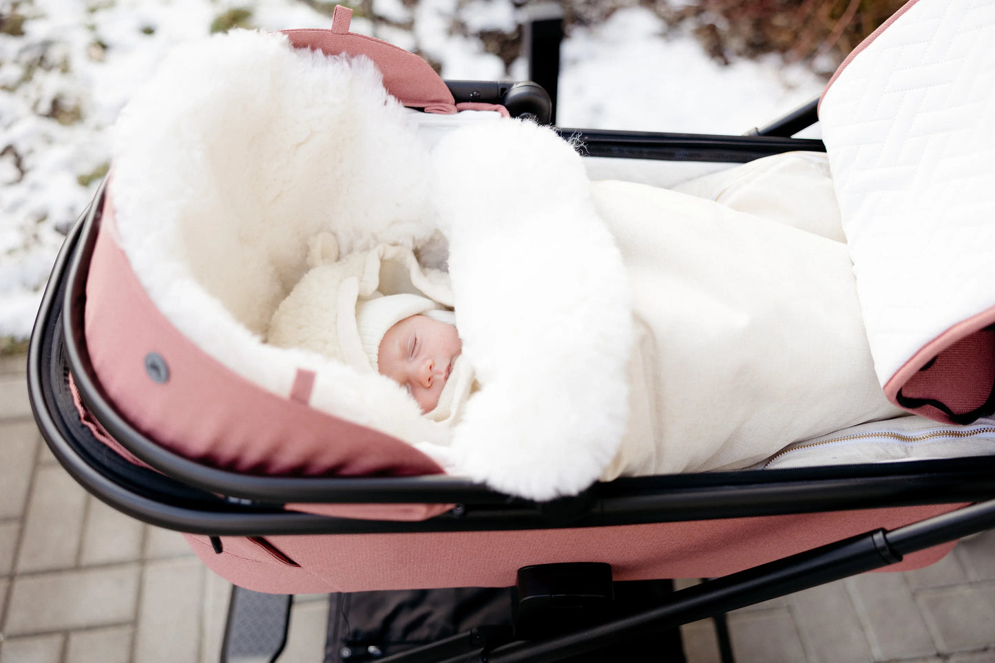 White Natural Sheepskin Stroller Sleeping Bag - MellowConceptStore