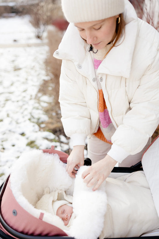 White Natural Sheepskin Stroller Sleeping Bag - MellowConceptStore