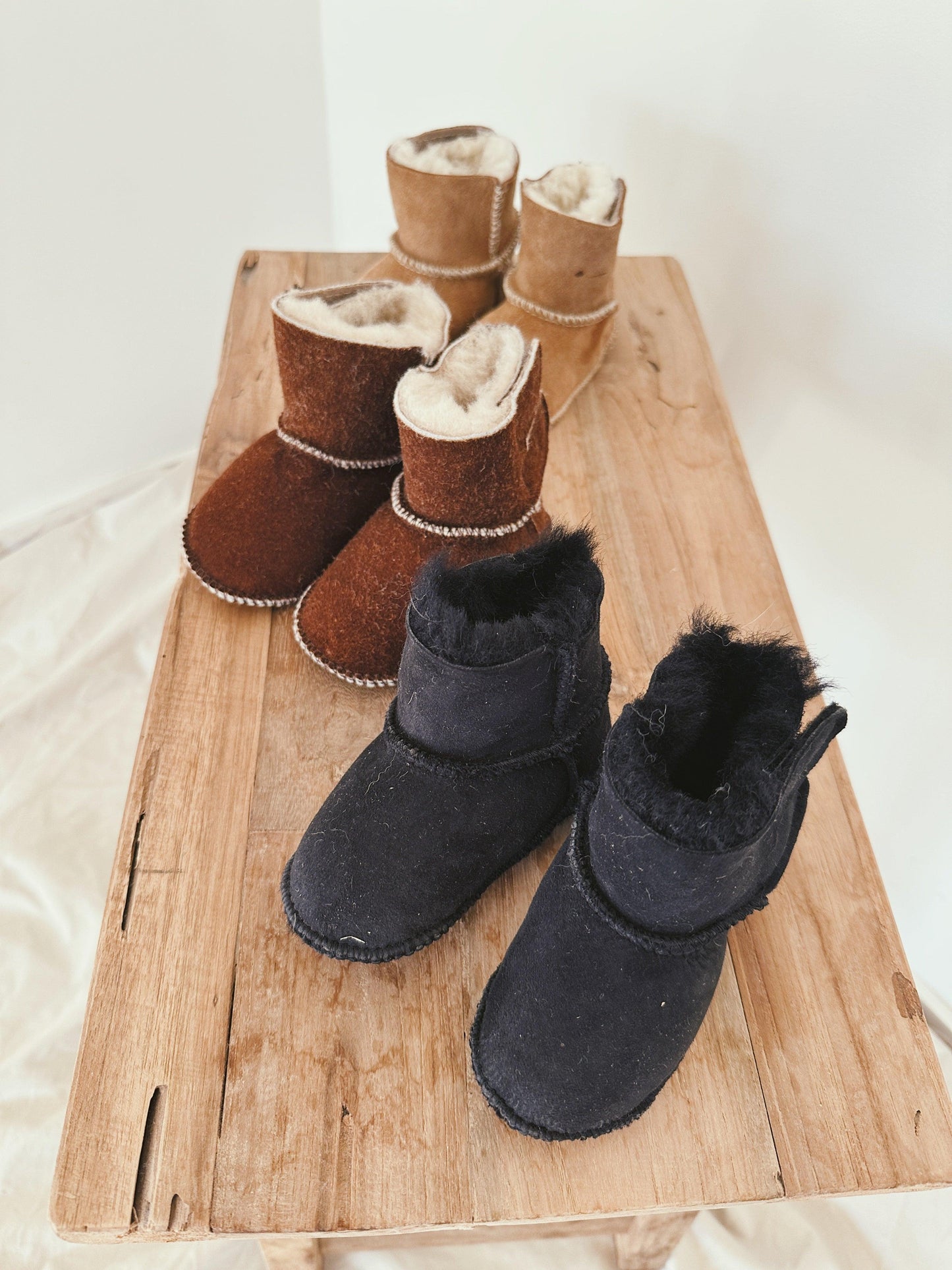 Black Baby Natural Sheepskin Boots - MellowConceptStore
