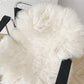 A chair with a white Natural Sheepskin Rug for Pet from Mellow Pet Store, suitable for Organic pet accessories.
