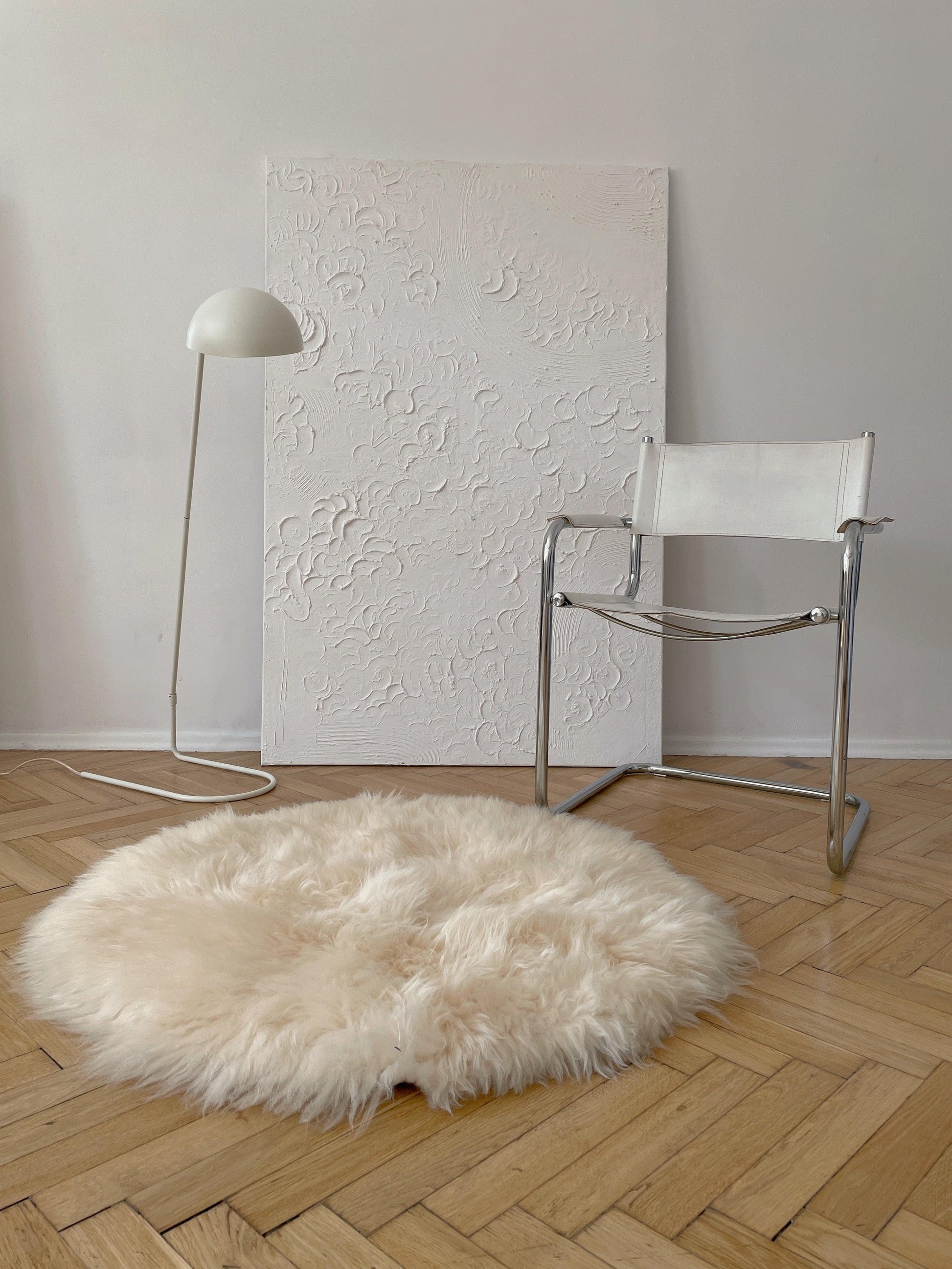 Natural Sheepskin Ivory Carpet - Round - MellowConceptStore