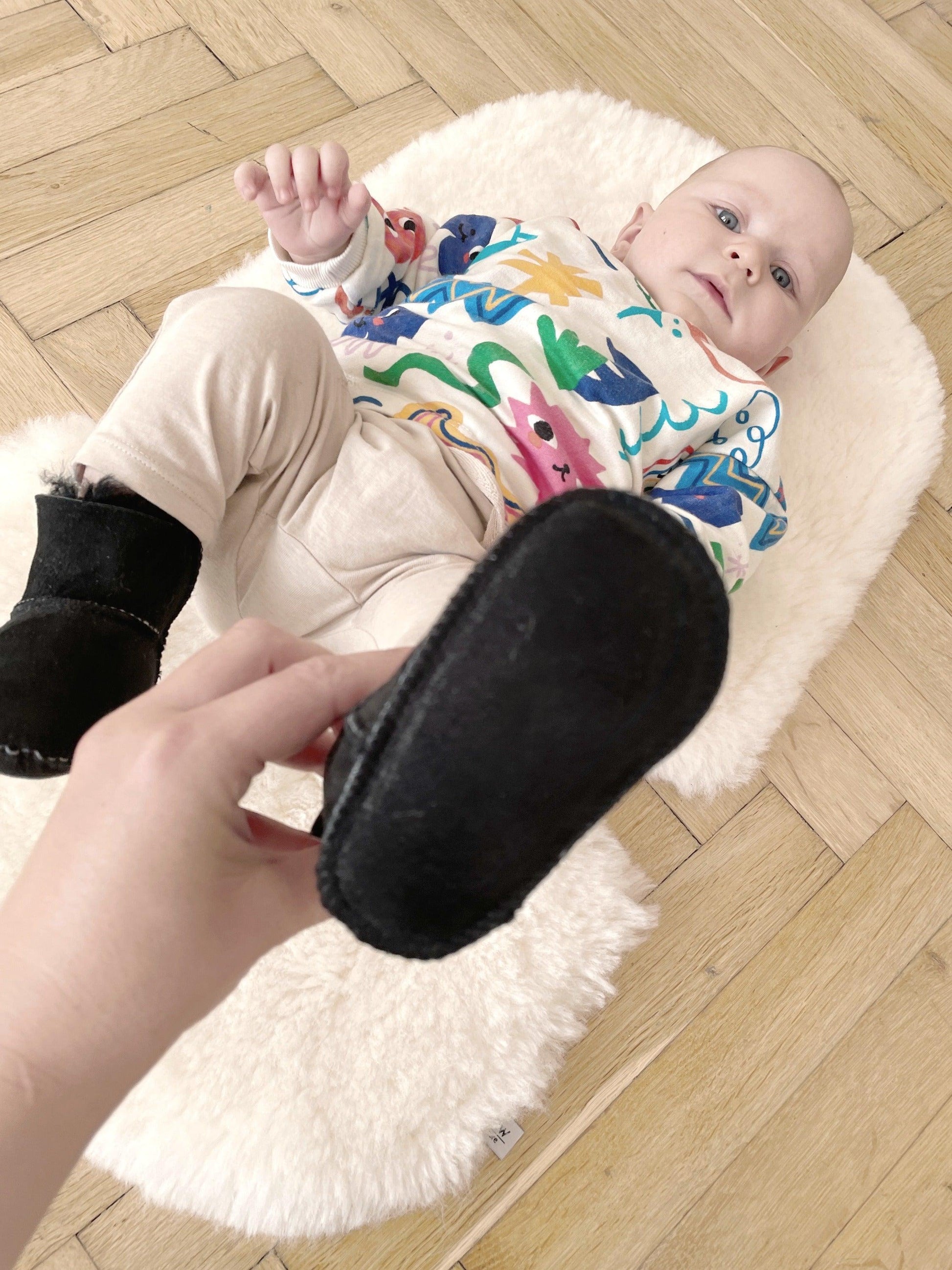 Black Baby Natural Sheepskin Boots - MellowConceptStore