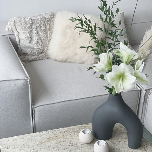 Square Natural Sheepskin Pillow - White - MellowConceptStore