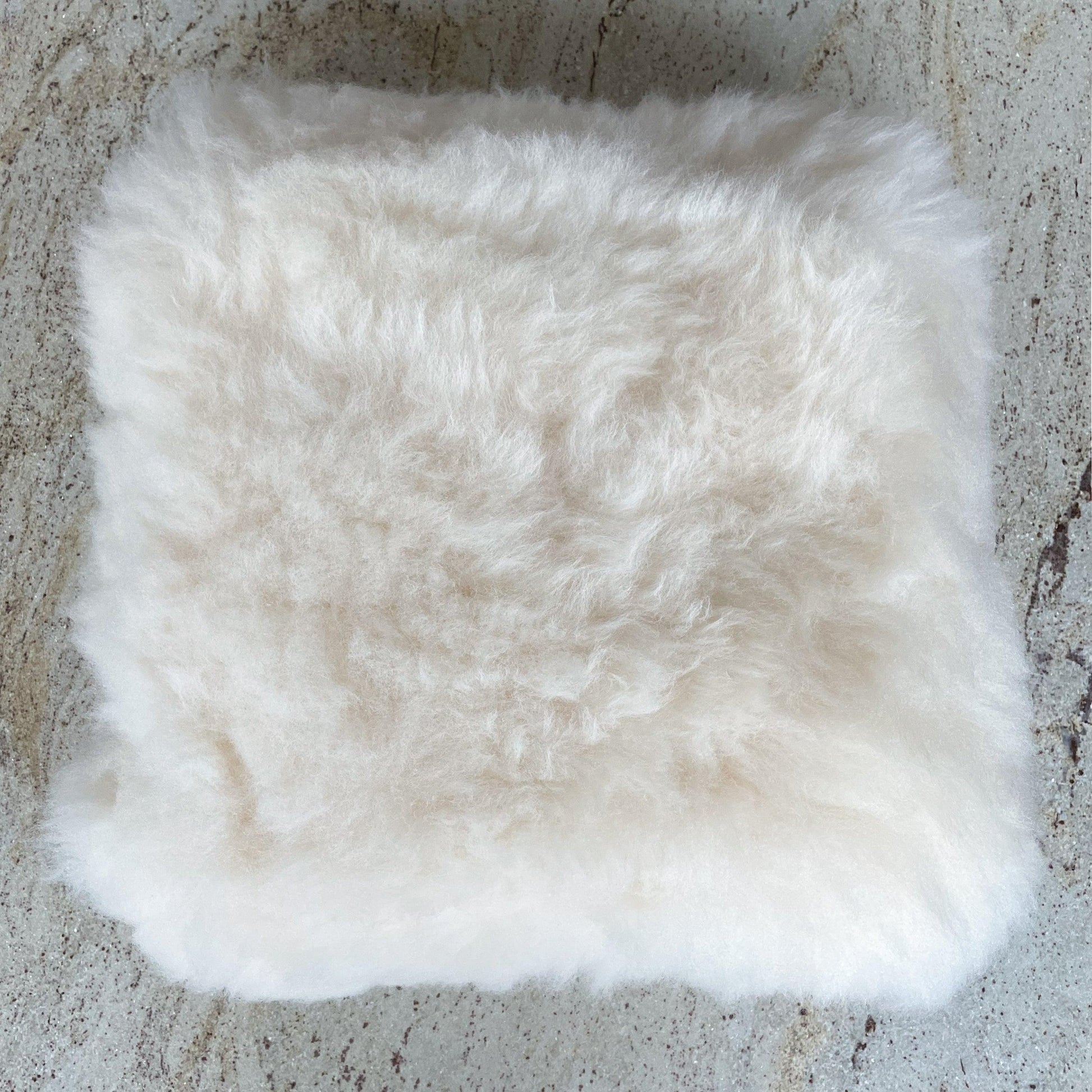 Square Natural Sheepskin Pillow - White - MellowConceptStore