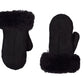 Adult Natural Sheepskin Gloves Black