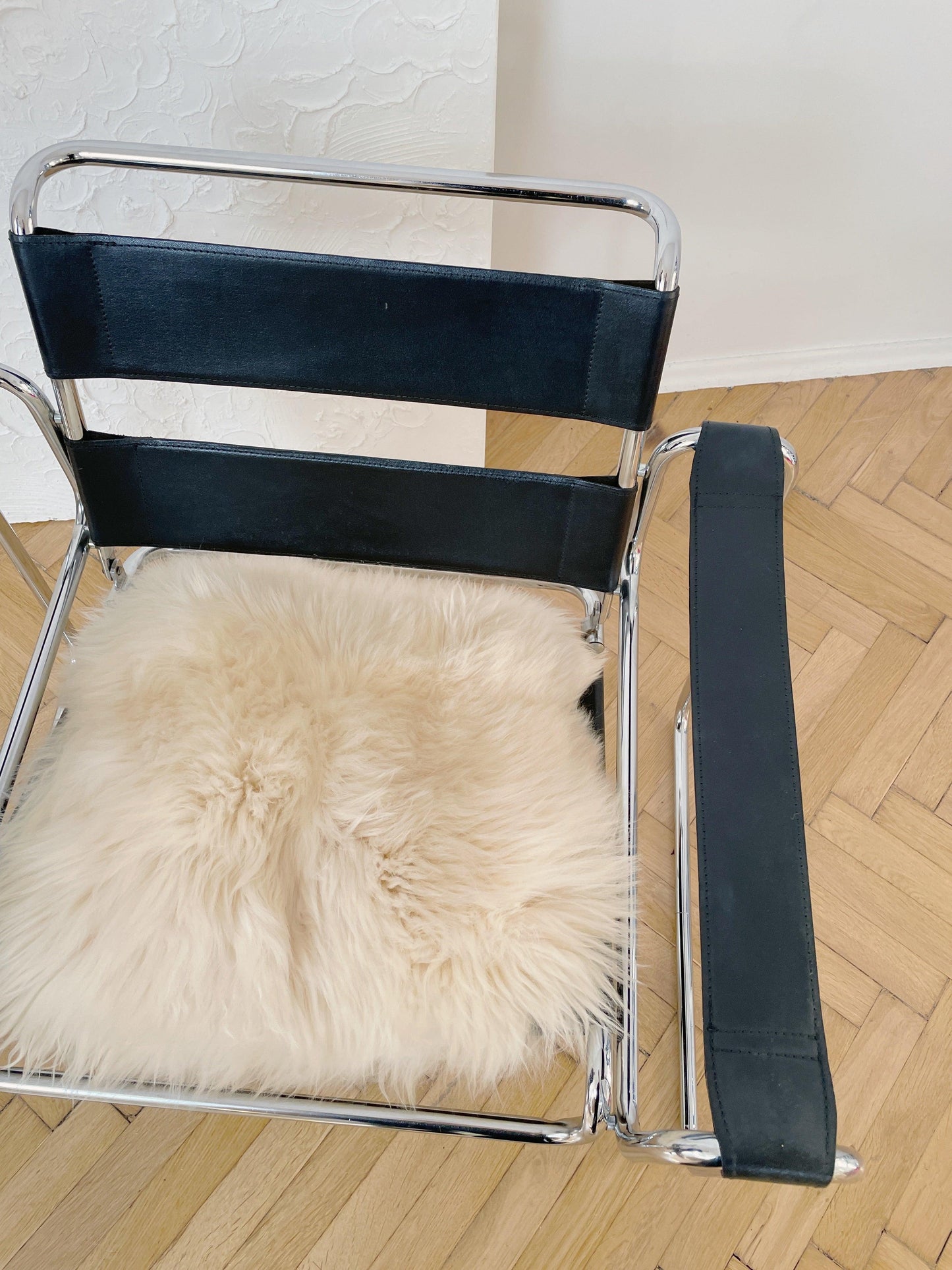 Square Natural Sheepskin Pillow - White - MellowConceptStore