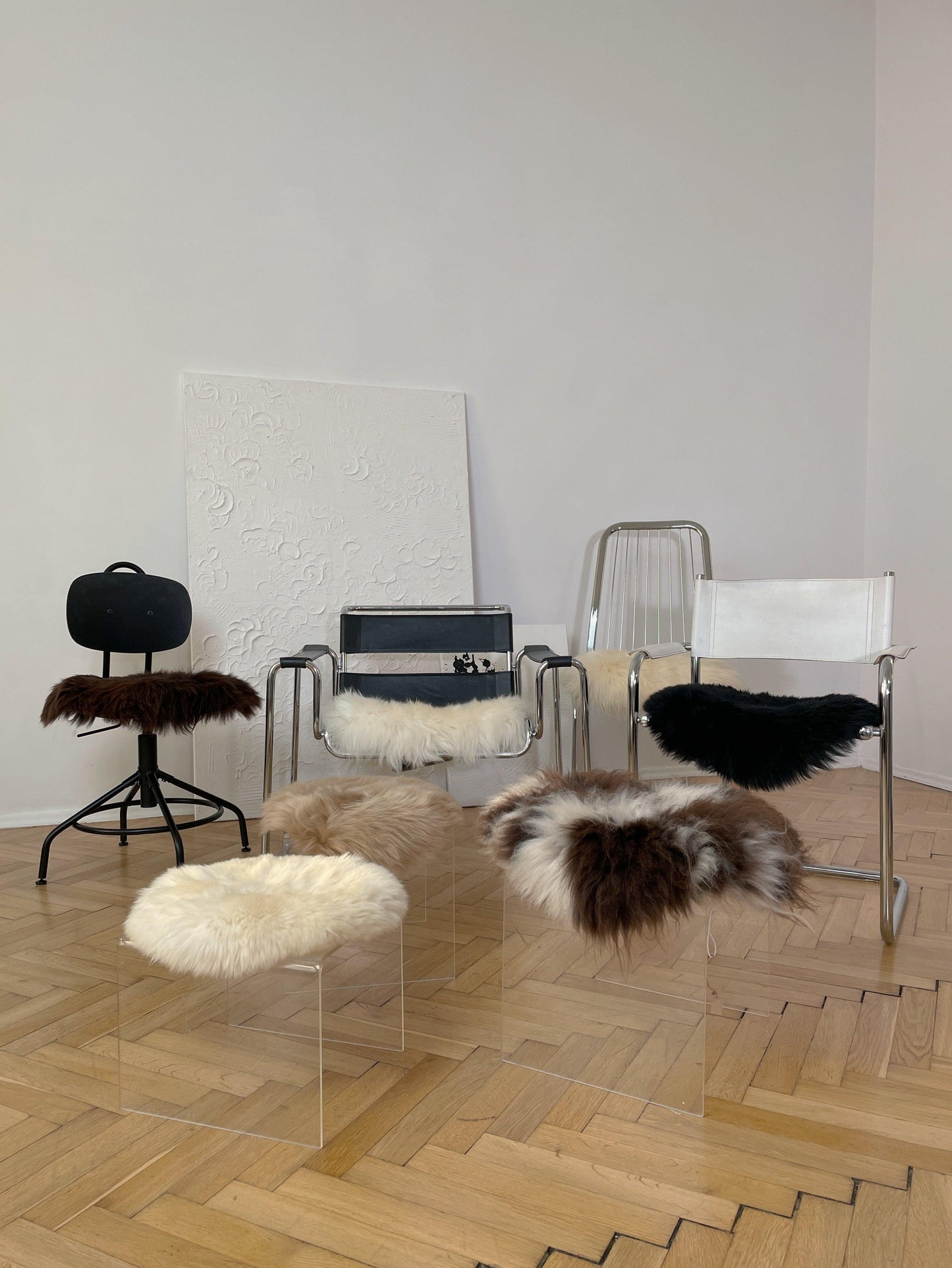 Natural Sheepskin Stool Cover - MellowConceptStore