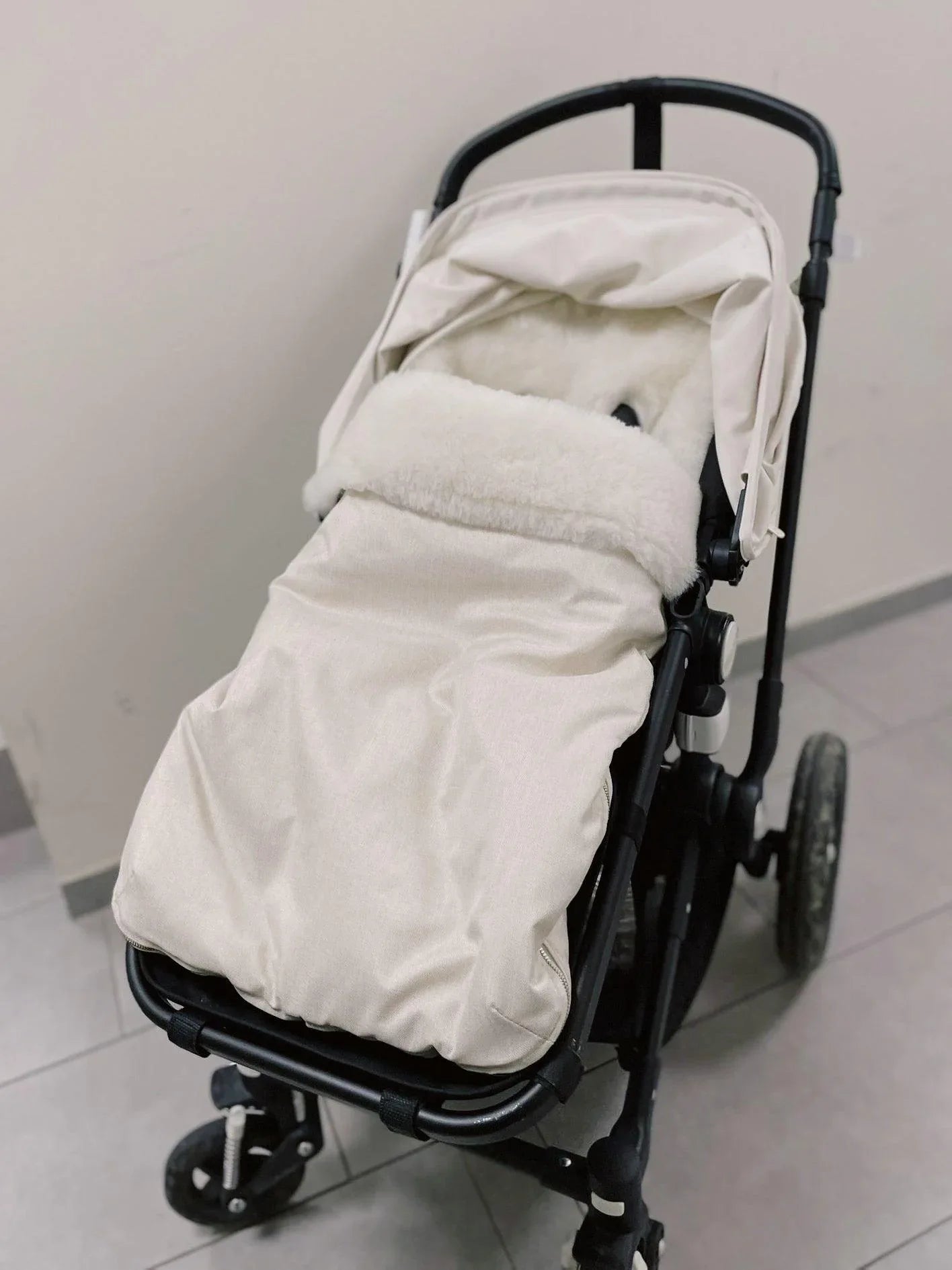 White Natural Sheepskin Stroller Sleeping Bag - MellowConceptStore