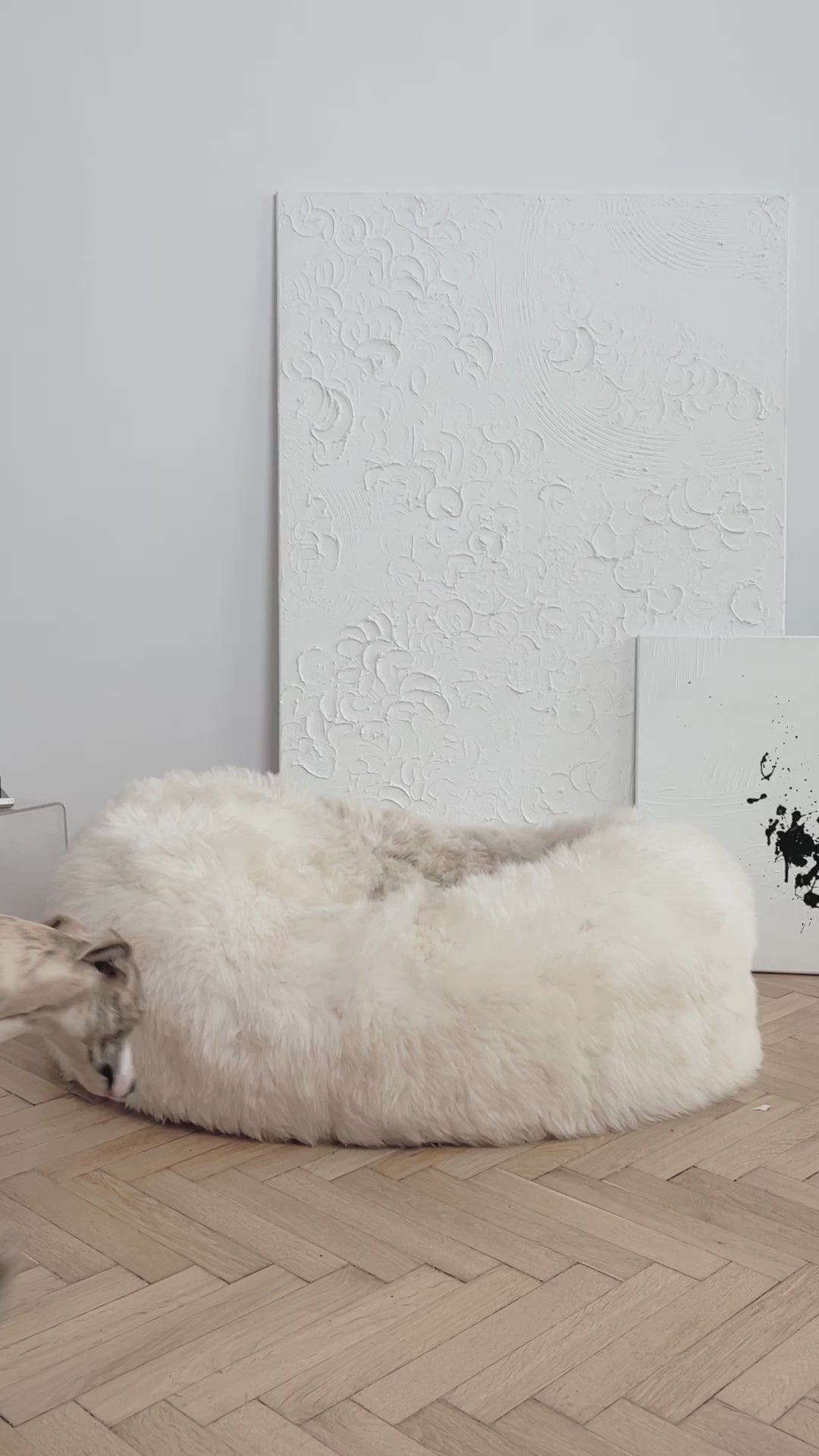 Oval Natural Sheepskin White Pet Bed