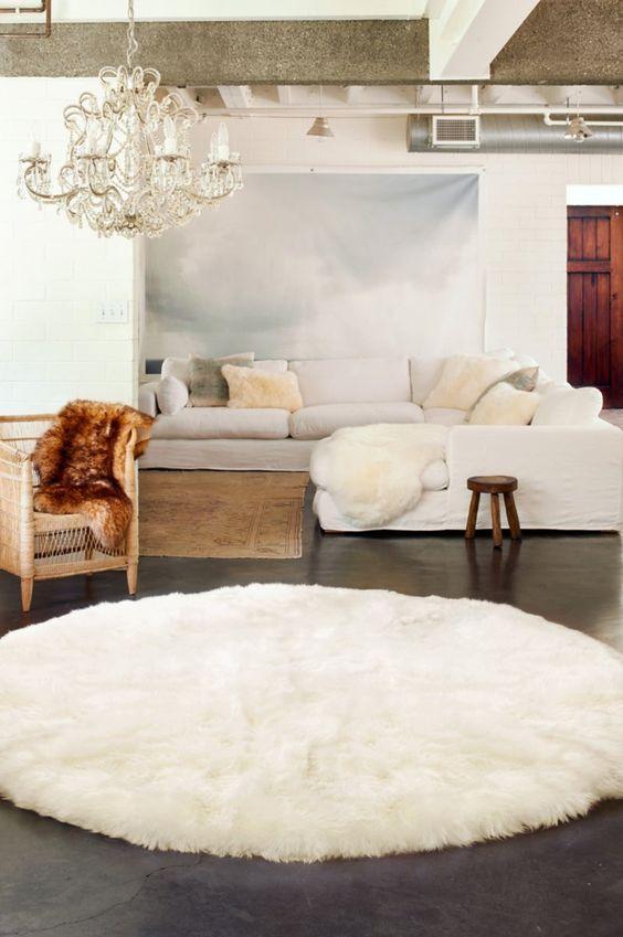 Natural Sheepskin Ivory Carpet - Round - MellowConceptStore