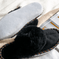 Adult Natural Black Sheepskin Mules  