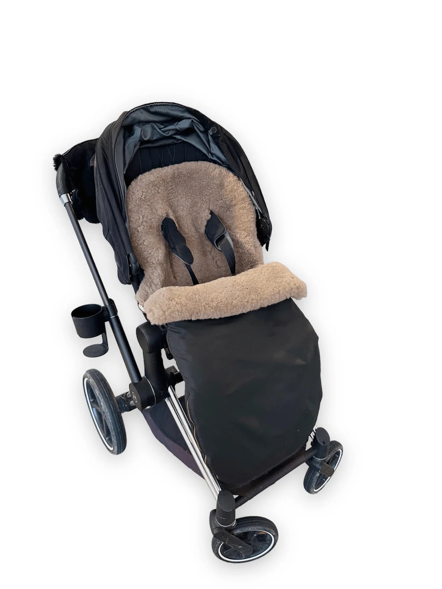 Black Natural Sheepskin Stroller Sleeping Bag - MellowConceptStore