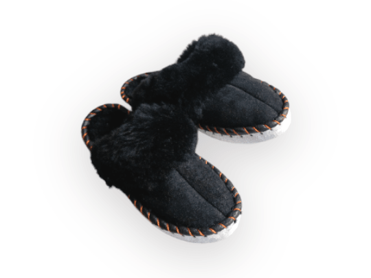 Adult Natural Black Sheepskin Mules  
