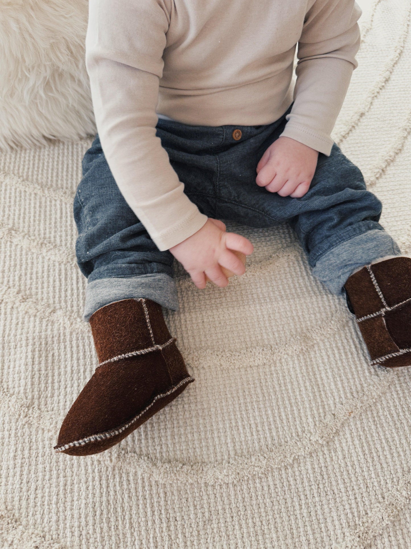 Brown Baby Natural Sheepskin Boots - MellowConceptStore