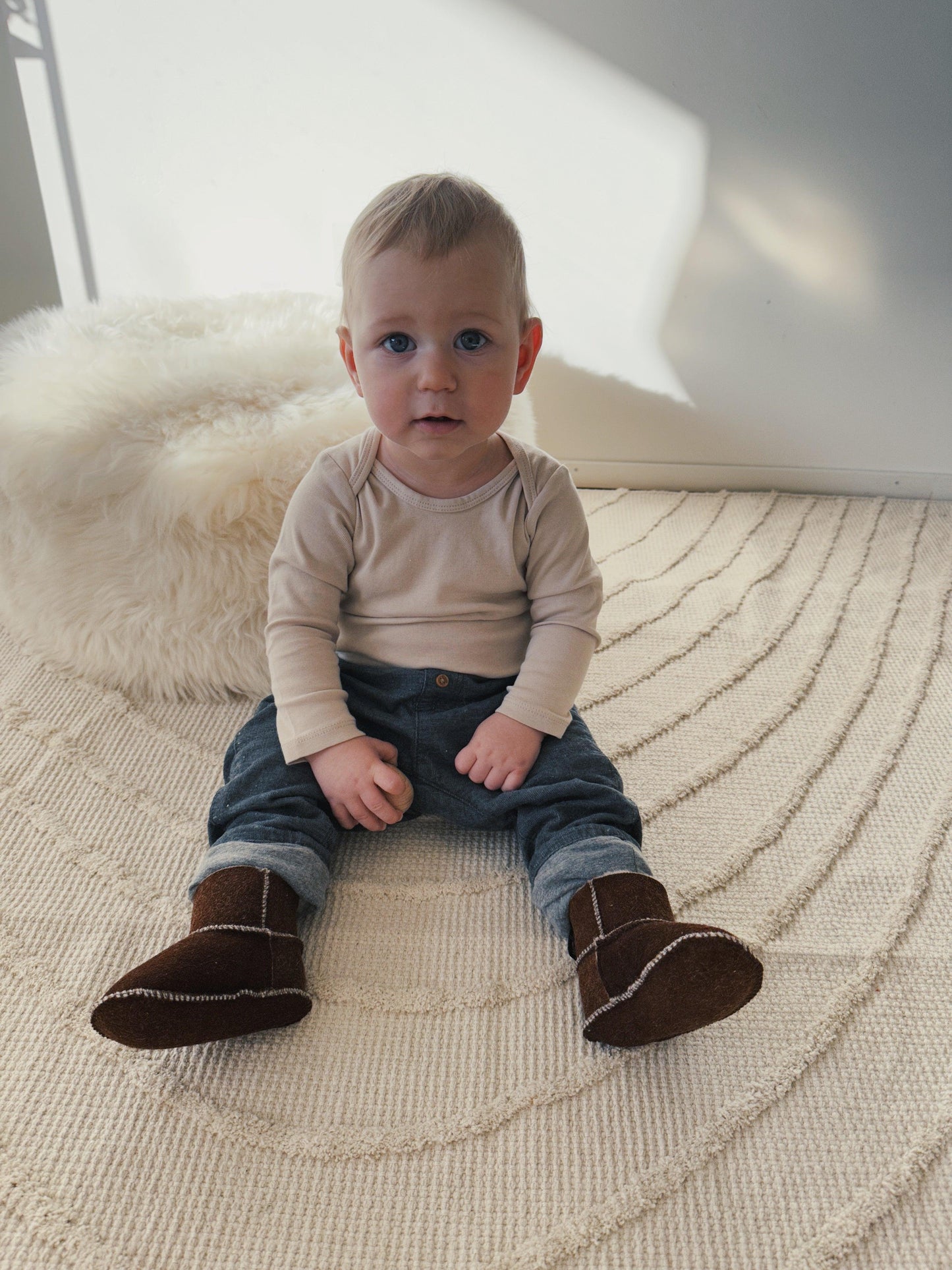 Brown Baby Natural Sheepskin Boots - MellowConceptStore